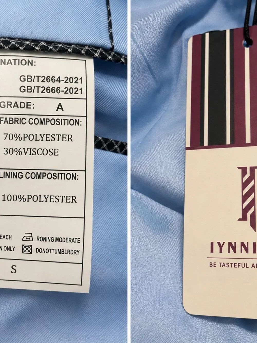 IYNNIJOY Men’s Sky Blue Blazer Size Small NWT 2 Button Suit Jacket Wedding Prom